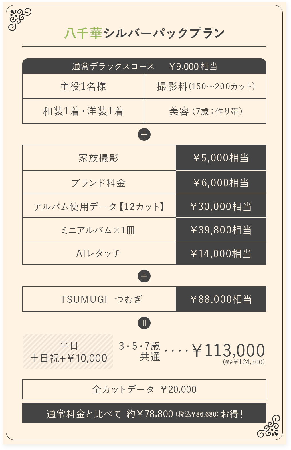 八千華シルバーパックプラン